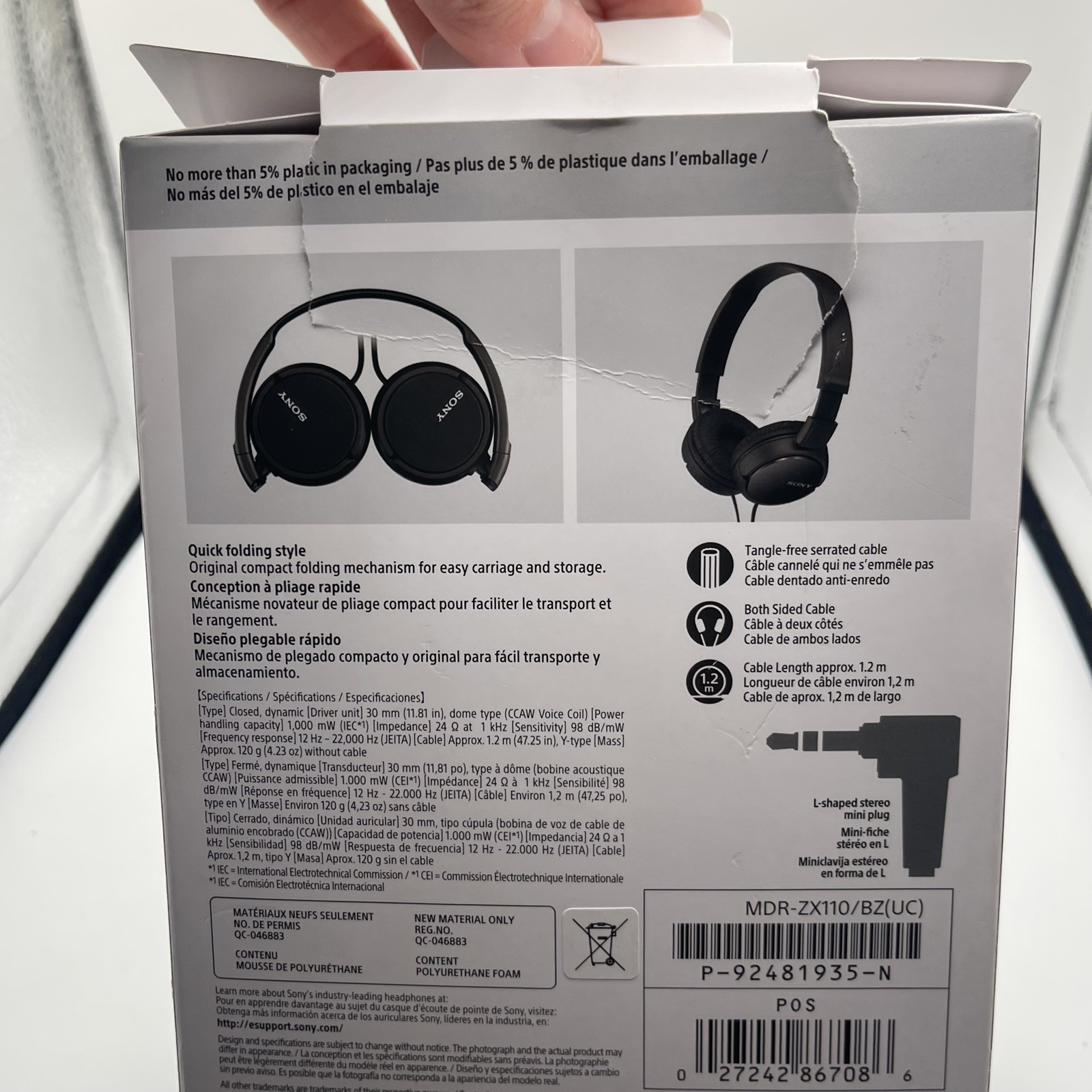 Sony MDR-ZX110 Wired Ear-Pad (On the Ear) Headband Headphones in Black