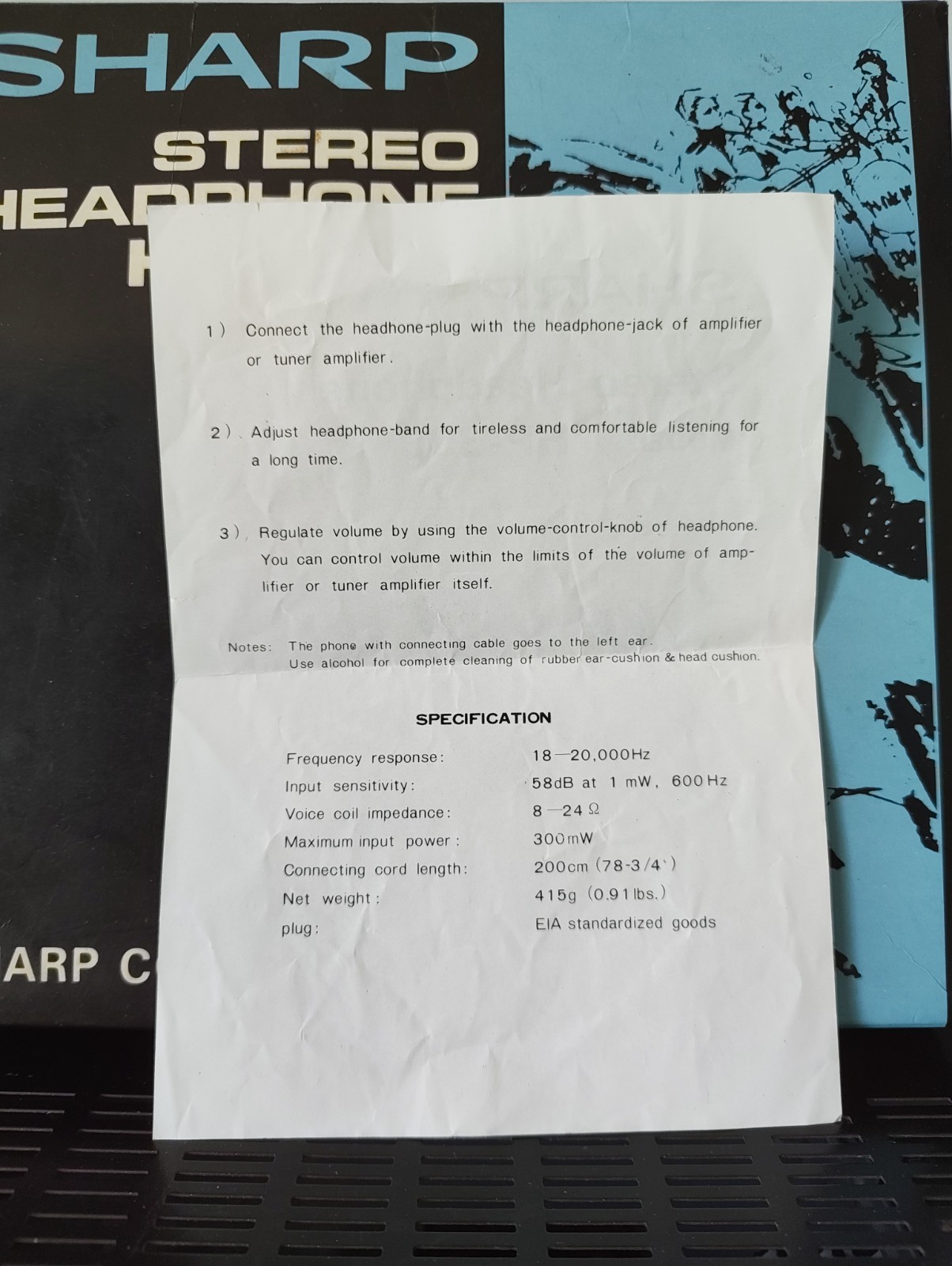 Sharp Stereo Headphone HP-300 – For Parts/Repair (see description) – With Box!