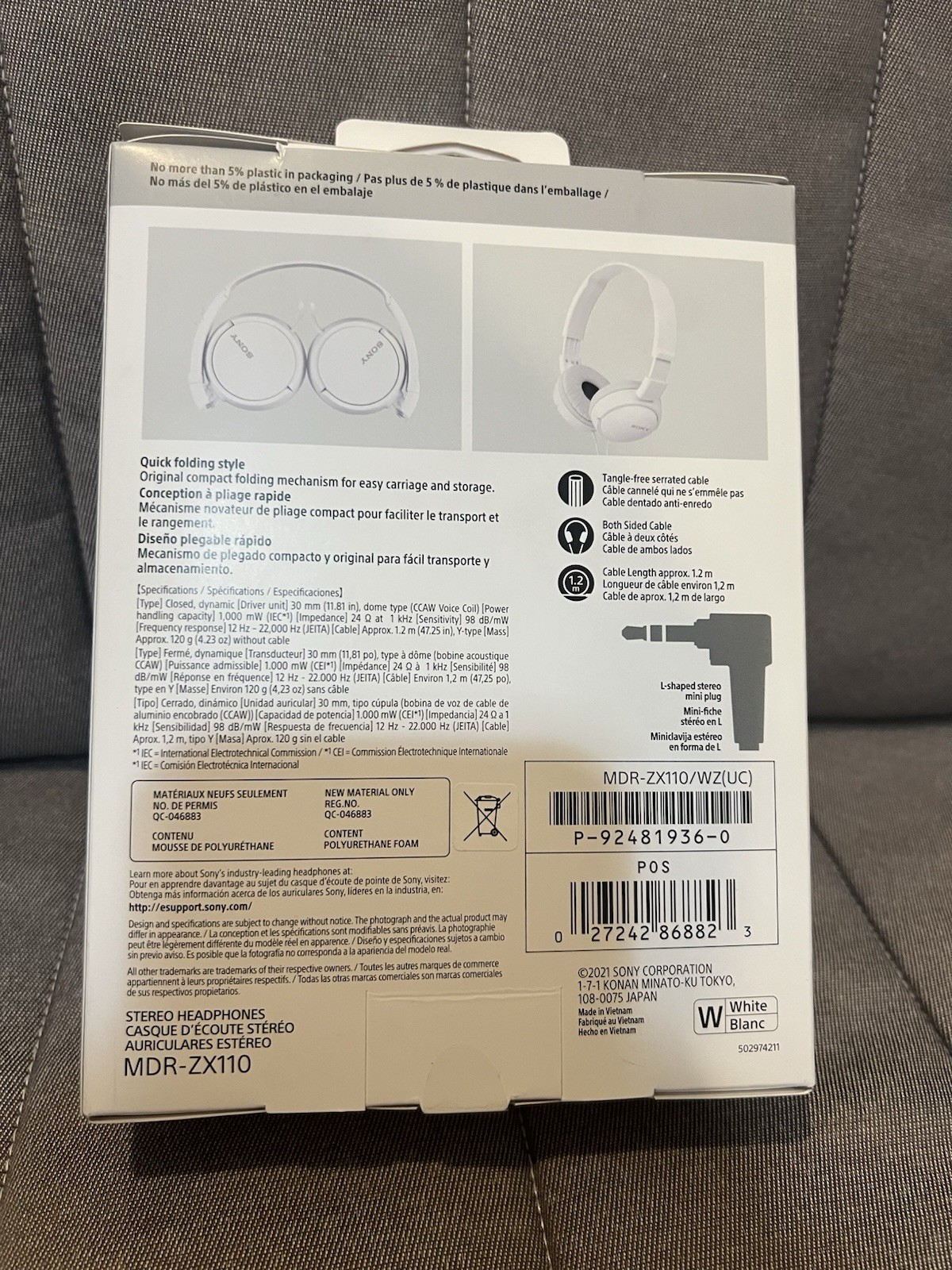 Sony MDR-ZX110 Ear-Pad (On the Ear) Headband Headphones – White