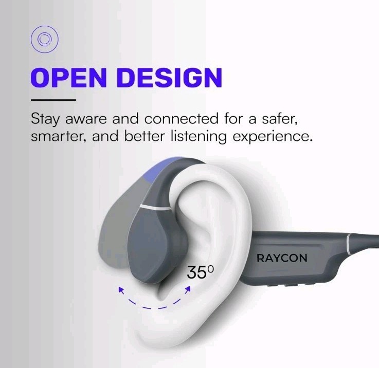 Raycon Bone Conduction Headphones Bluetooth Open Ear Gray New Open Box IP68