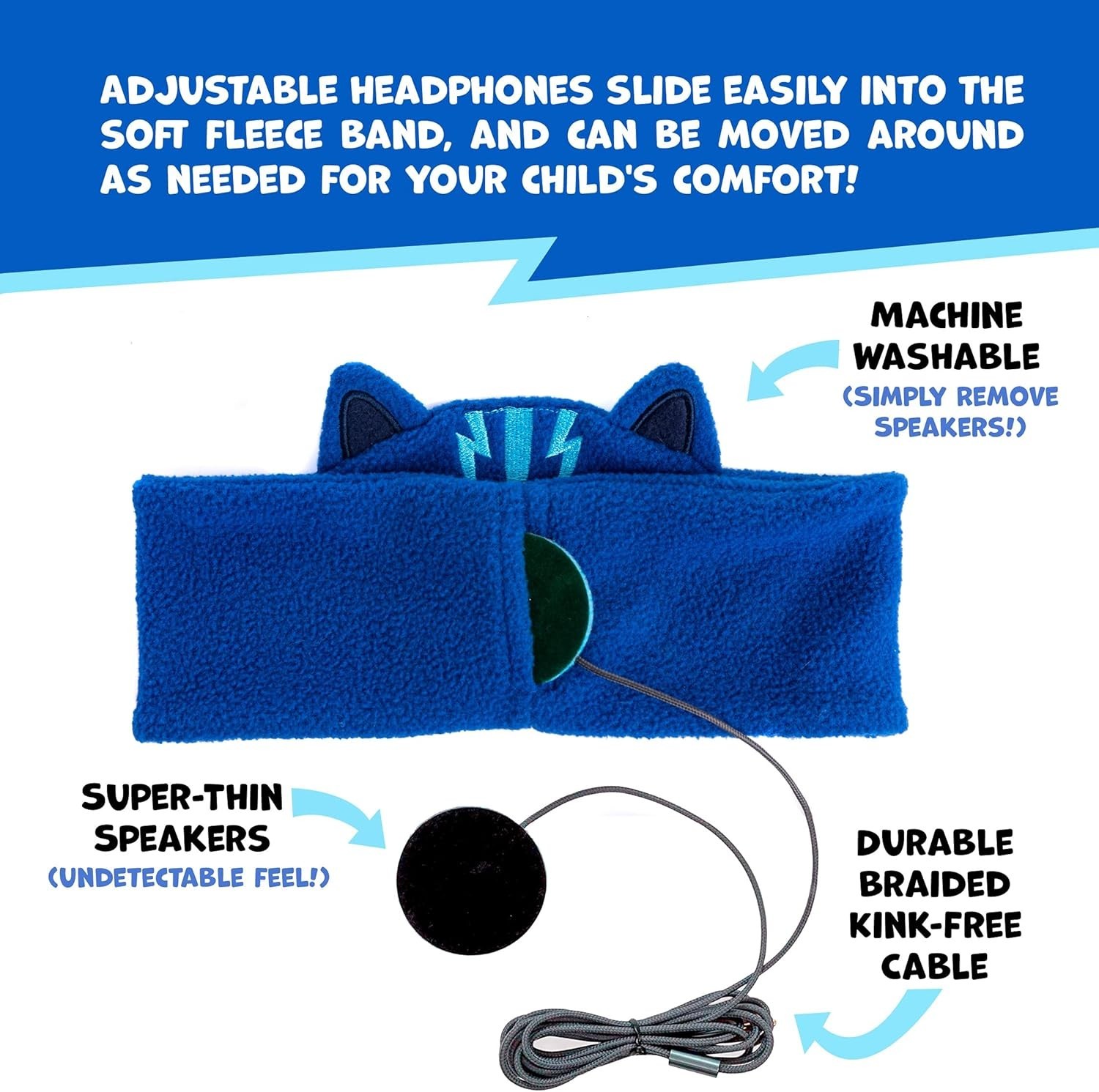 Kids Catboy Headband Headphones – Volume Limited, Perfect for Travel!