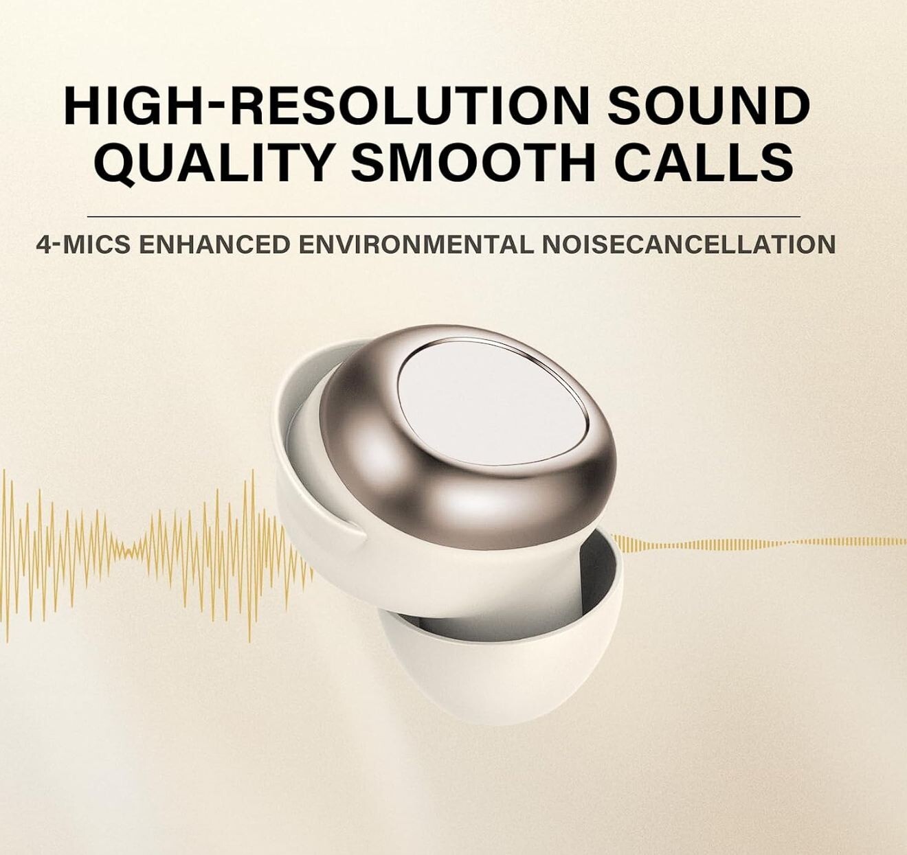 Hendari S29 Bluetooth 5.4 Wireless Earbuds, 45H Playtime, IPX7 Waterproof, Gold