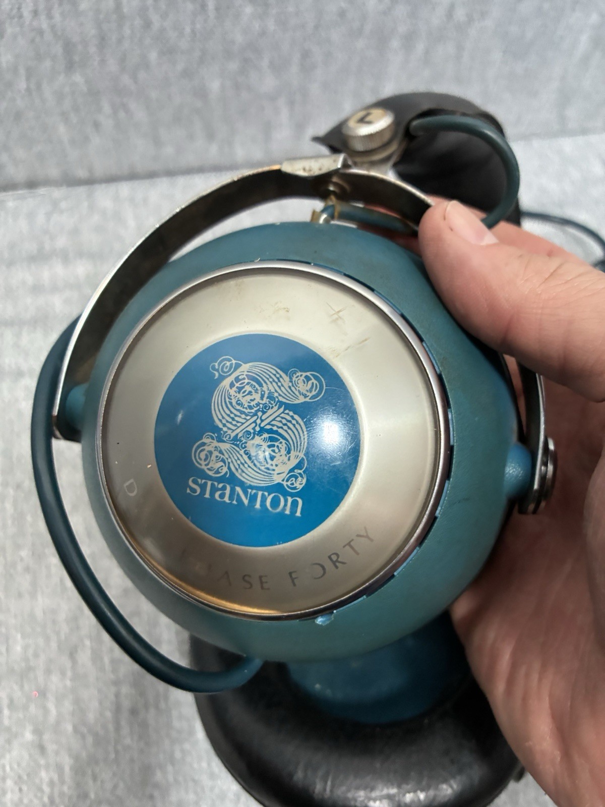 Vintage Stanton Dynaphase Forty Over Ear Headphones 1/4inch Plug Blue Silver