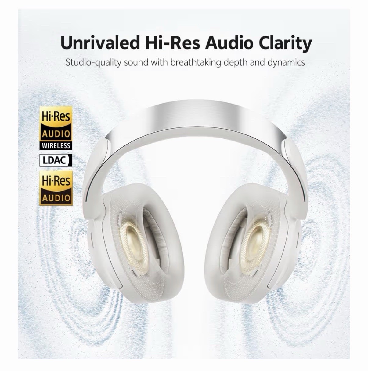 QCY H3S Wireless Bluetooth OverEar Headphones with 56Db Hybrid ANC 102H Playtime