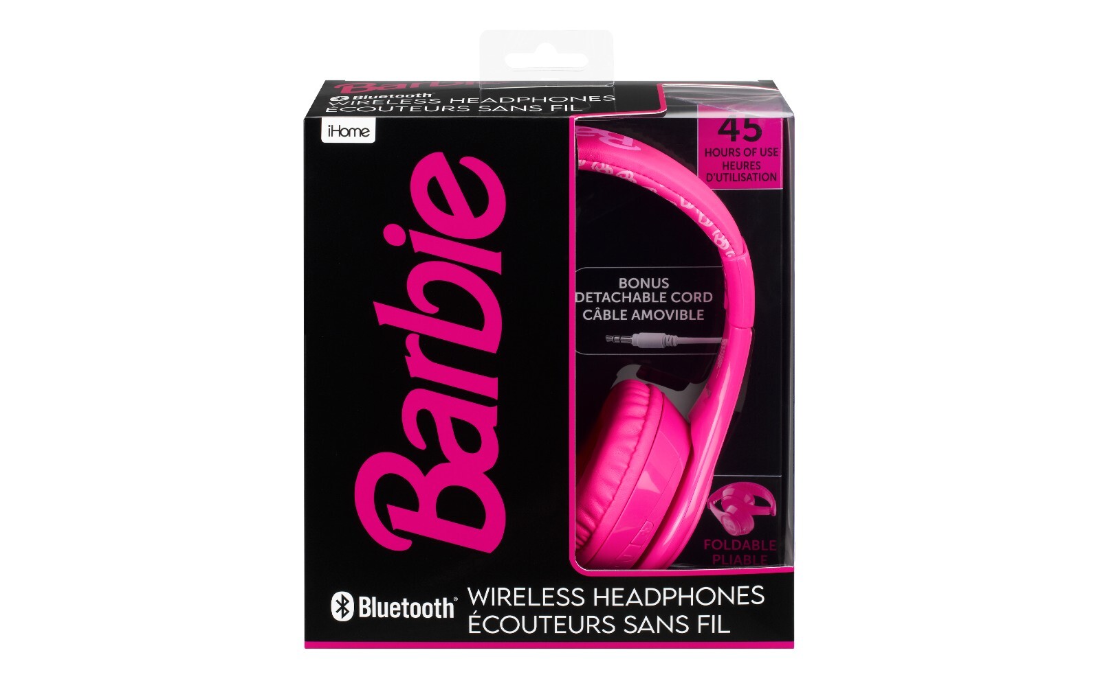 eKids Barbie Bluetooth Headphones for Kids, Includes Aux Cord