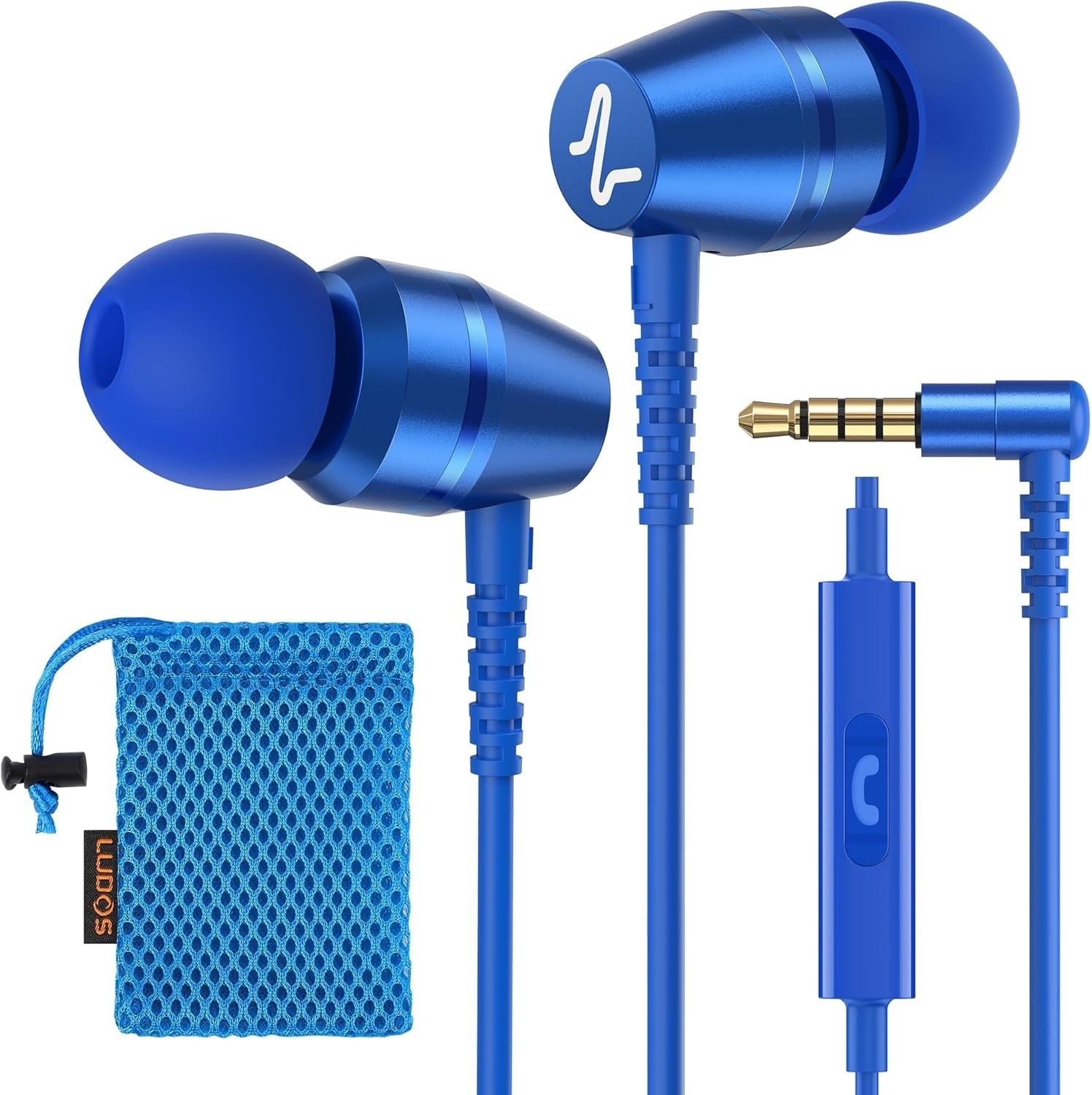 LUDOS OMNITONE Wired Earbuds in-Ear Headphones Blue