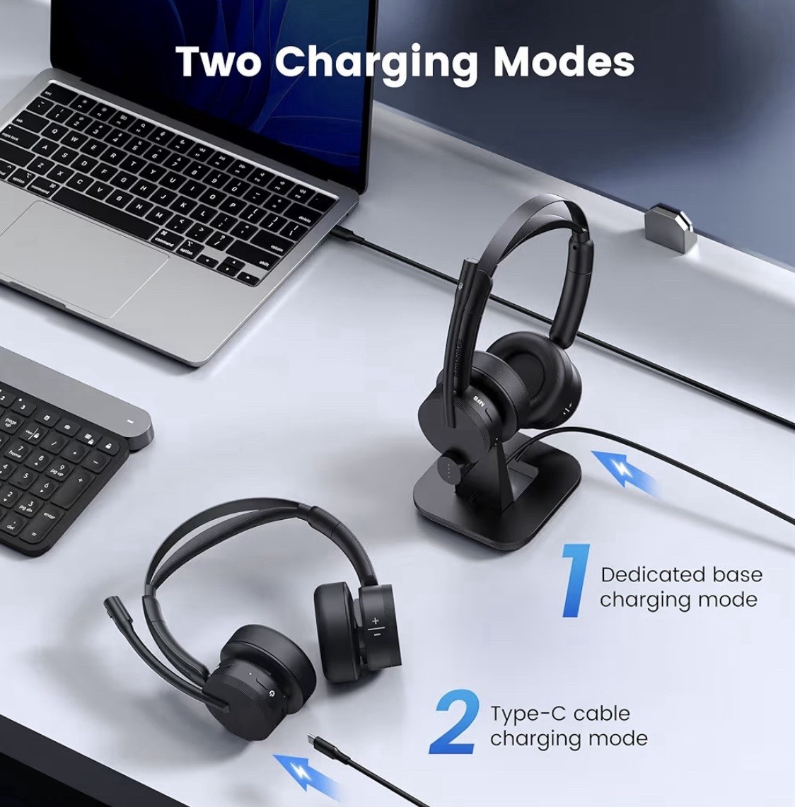 Soothielec KH156M Wireless Headset w Mic Bluetooth USB Dongle Noise Canceling