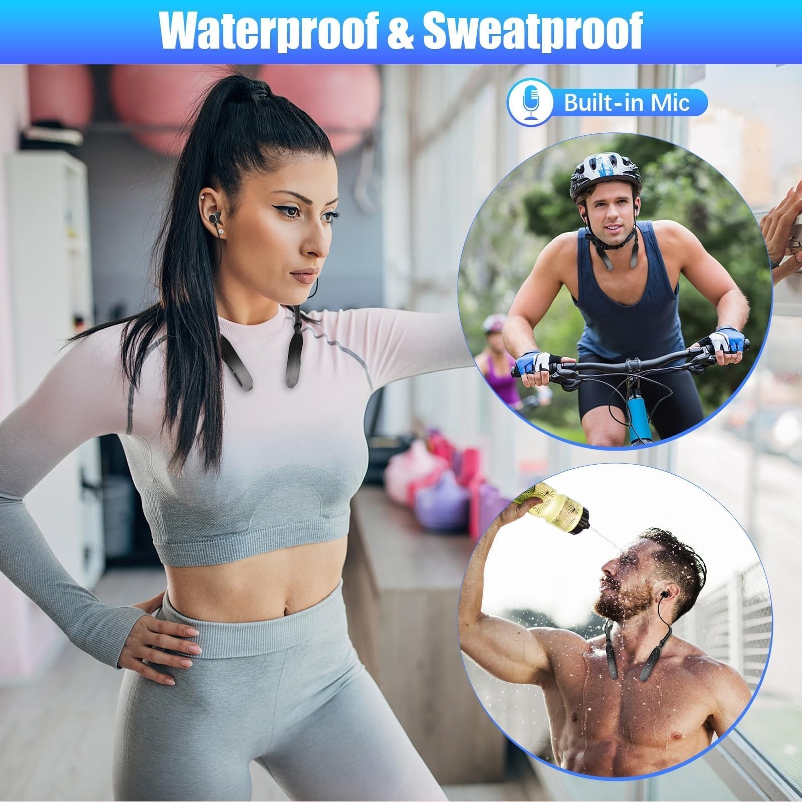 Lecefty i35plus Bluetooth Neckband Headphones, Waterproof, 200H Playtime