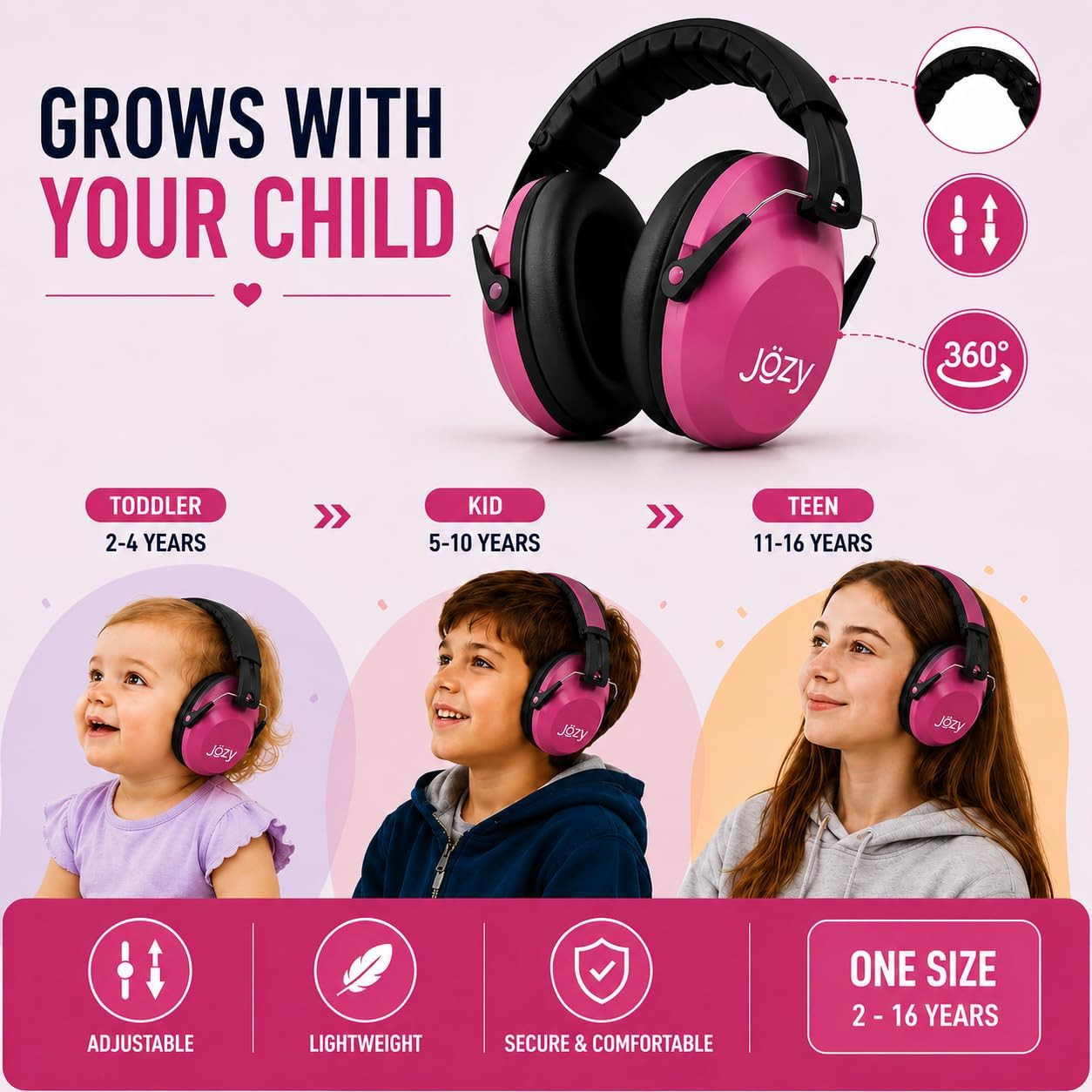 Jozy Noise Canceling Headphones for Kids, SNR 26Db Ear Protection for Autism, So