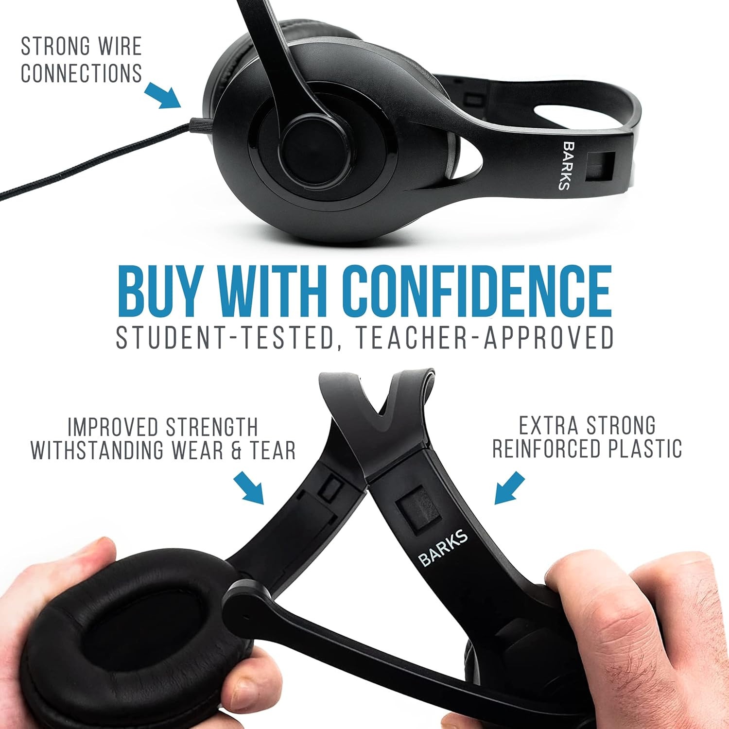 Classroom Headphones with Microphone (10 Pack) – On-Ear Bulk Headphones with Mic
