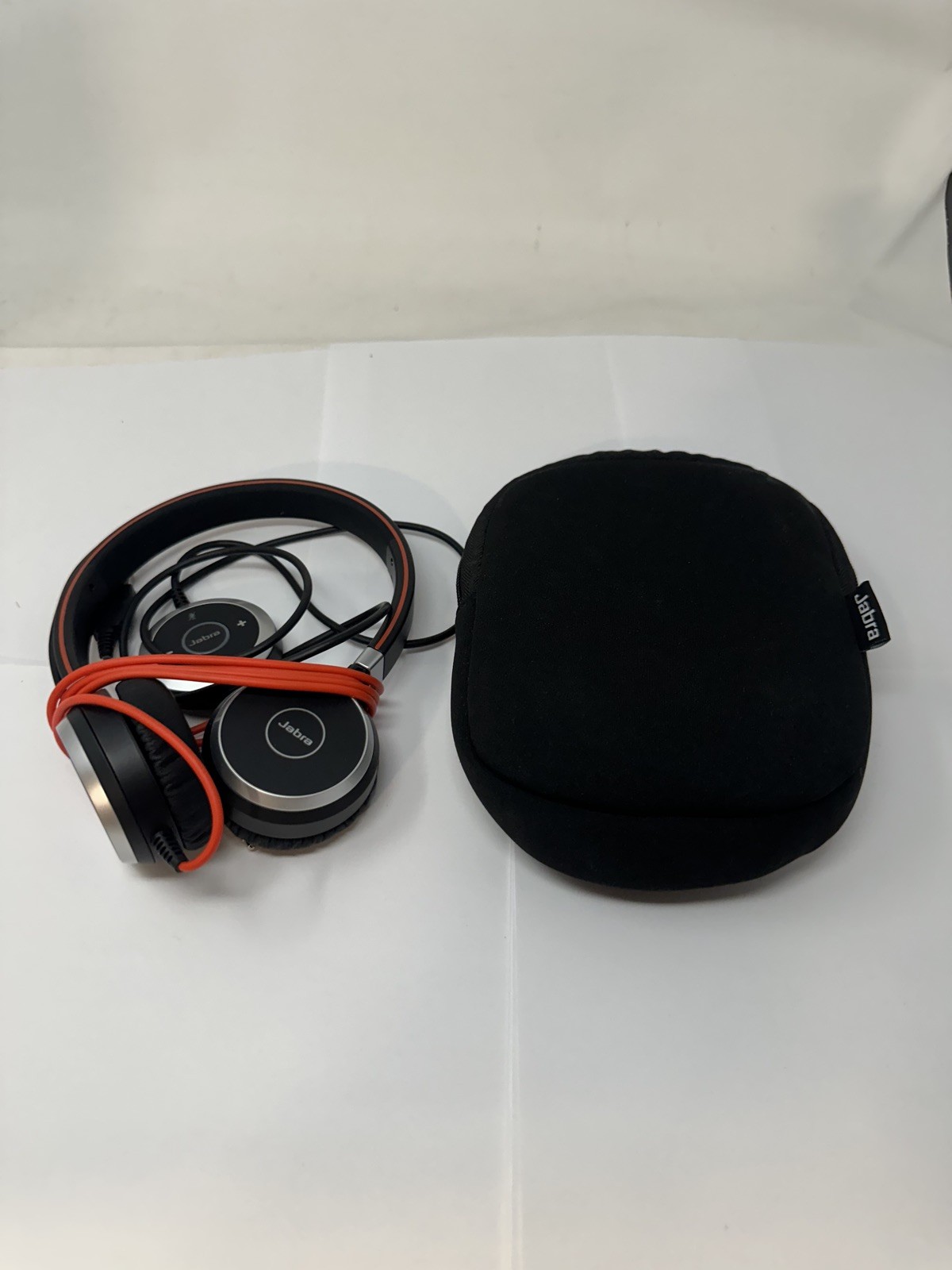 Jabra Evolve 40 Stereo Headset Black ENC010 USB 3.5mm Skype PC Mac Boom Mic Case