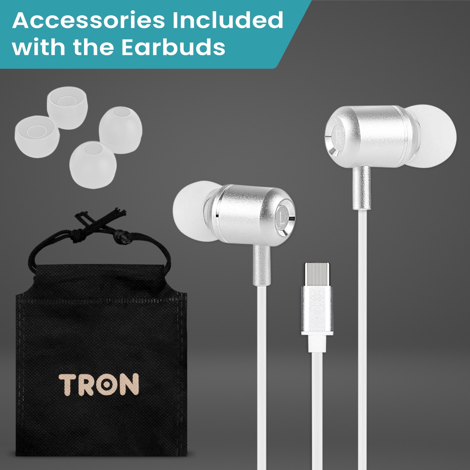TRON Wired Earbuds with Mic & Volume Control, Noise-Isolating In-Ear Headphone