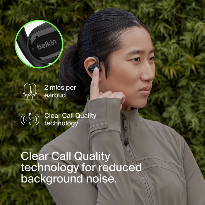 Belkin Open-Ear Earbuds | iPhone Compatible | Secure Ear Hooks for Gym & Running