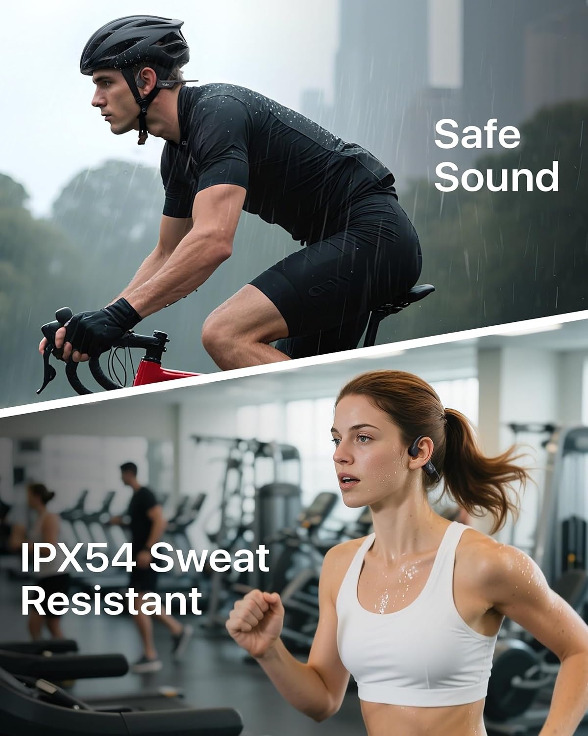 Wigfar Bone Conduction Headphones, Open Ear Headphones Bluetooth 6.0 with Mic,