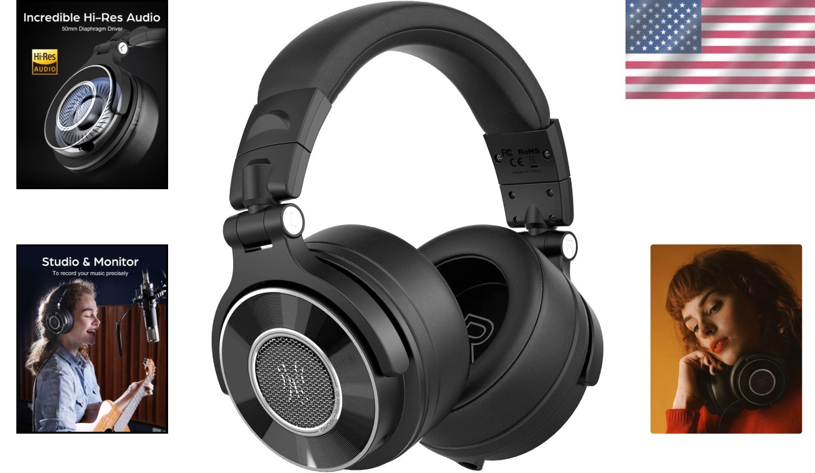 Monitor Headphones Professional Wired Over Ear Studio Audio 6.35mm Jack