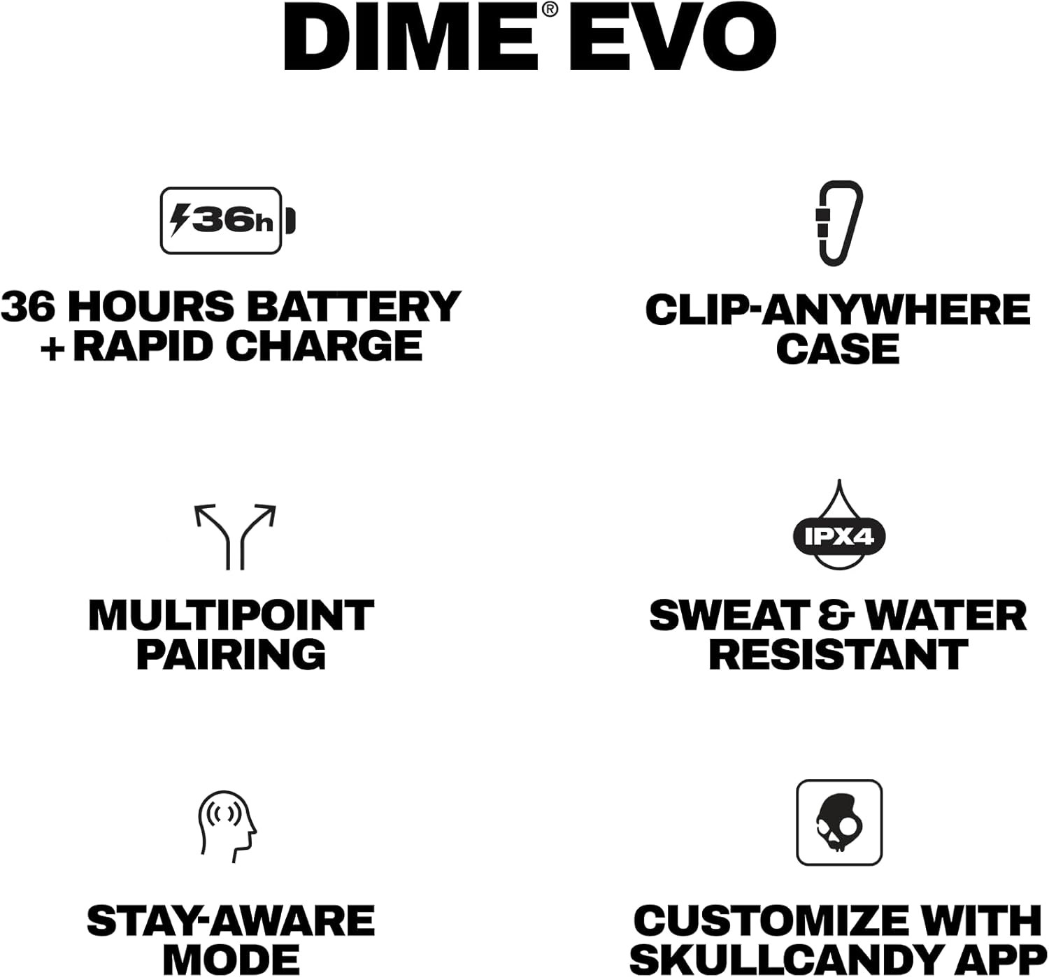 Dime Evo Wireless Earbuds, Bluetooth Headphones, Noise Isolating Fit, up to 36 H