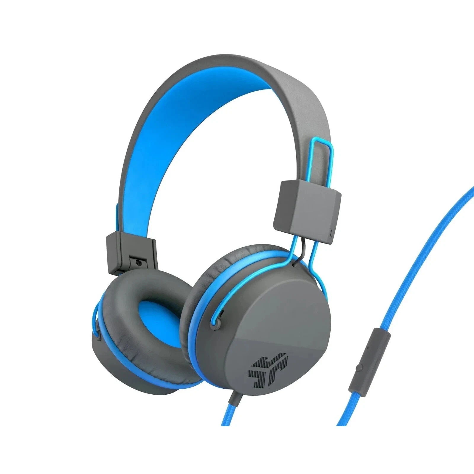 JLab JBuddies Studio Kids Headphones Wired On-Ear Volume Safe 85dB Gray Blue New