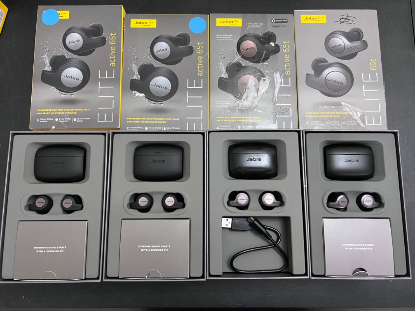 As-is Lot of 4 Defective Jabra Elite Active 65t Alexa Enabled True Wireless
