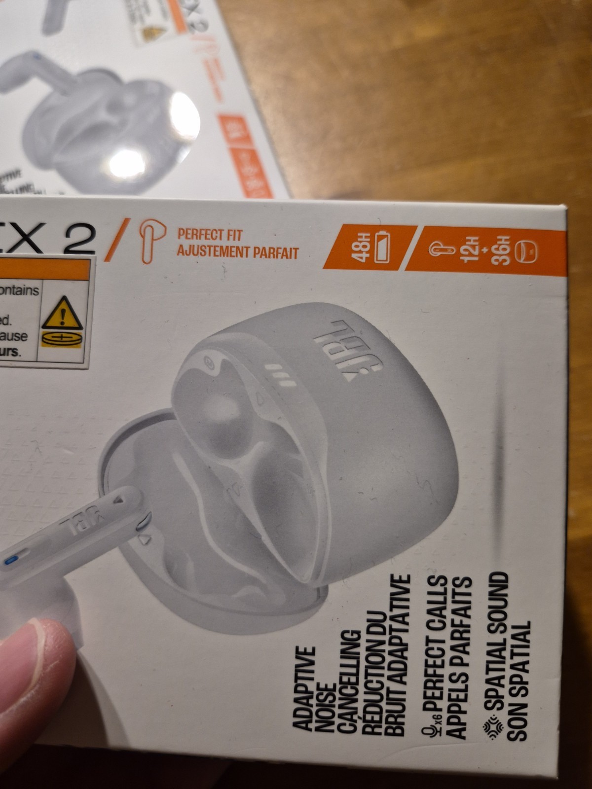 JBL White Tune Flex 2 Earbuds Perfect Fit Adaptive Noise Cancelling