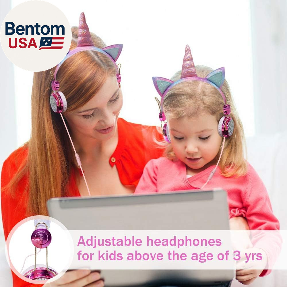 Unicorn Kids Headphones for Girls Children Teens, Wired Headphones for Kids with