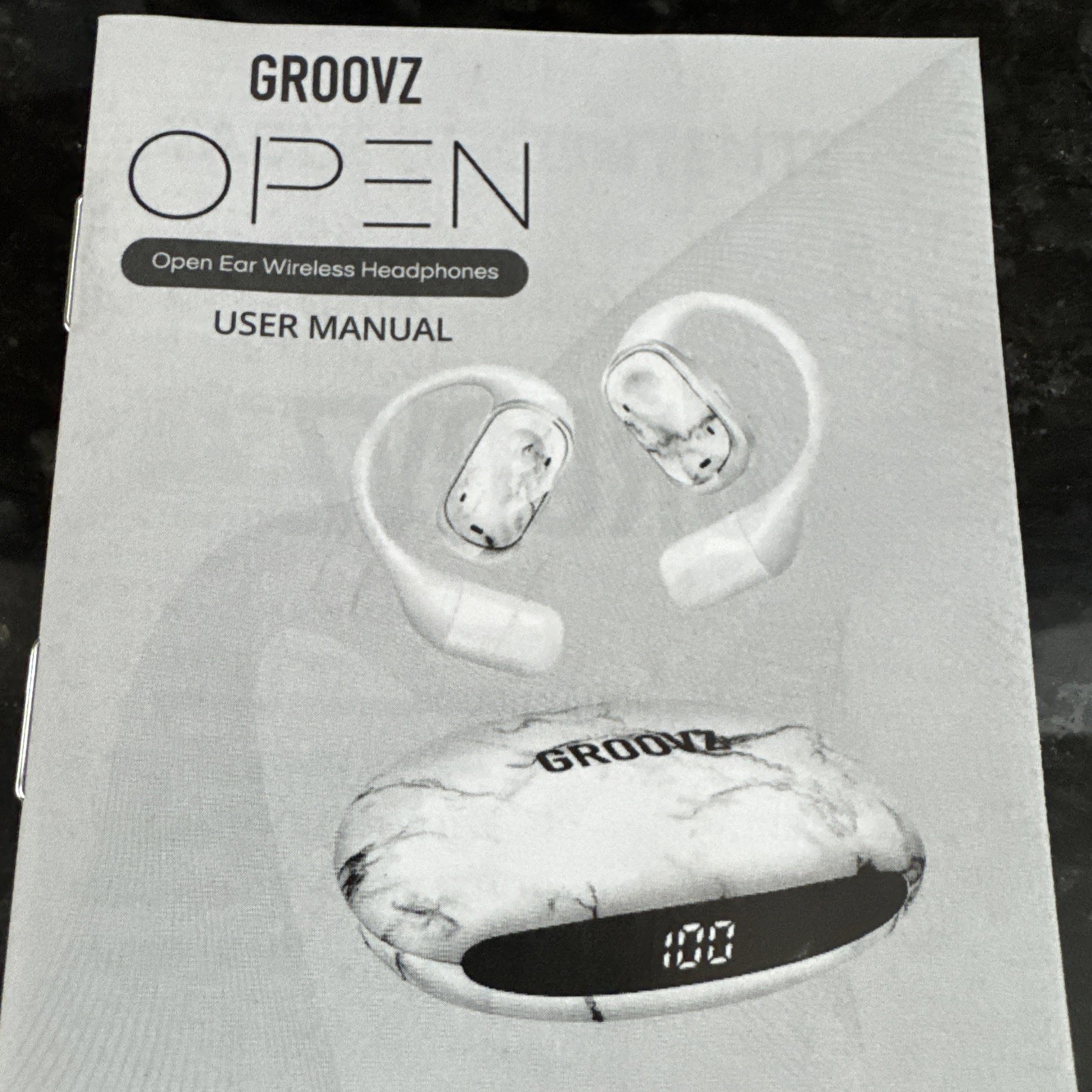 GROOVZ PLUS OPEN EAR HEADPHONES BLACK GRAPHITE WITH CHARGING CASE
