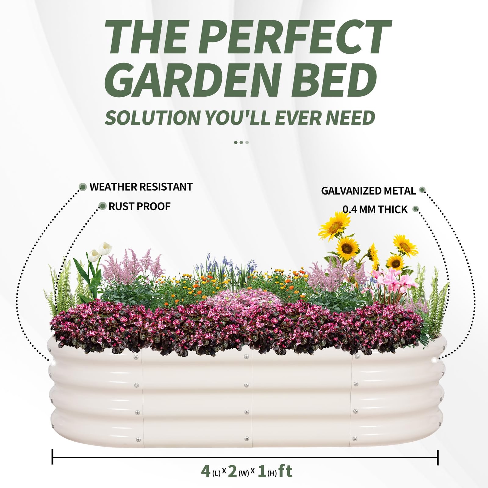 Raised Garden Bed Kit 4x2x1ft – Metal Planter Boxes for Vegetables & Flowers