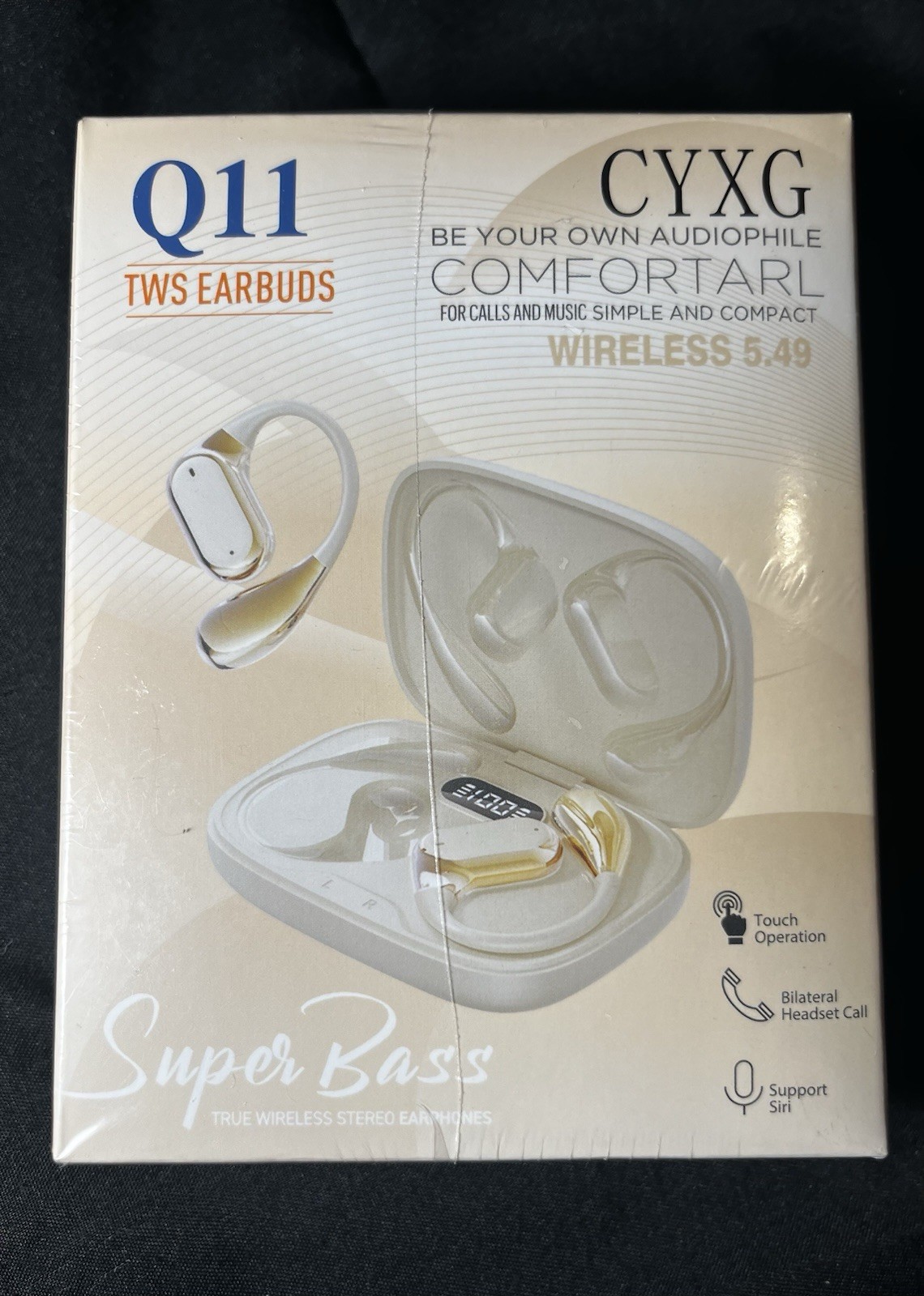 CYXG Q11 Bluetooth Ear-hook Earbuds Gold/White Touch Operation Siri Auto Pairing