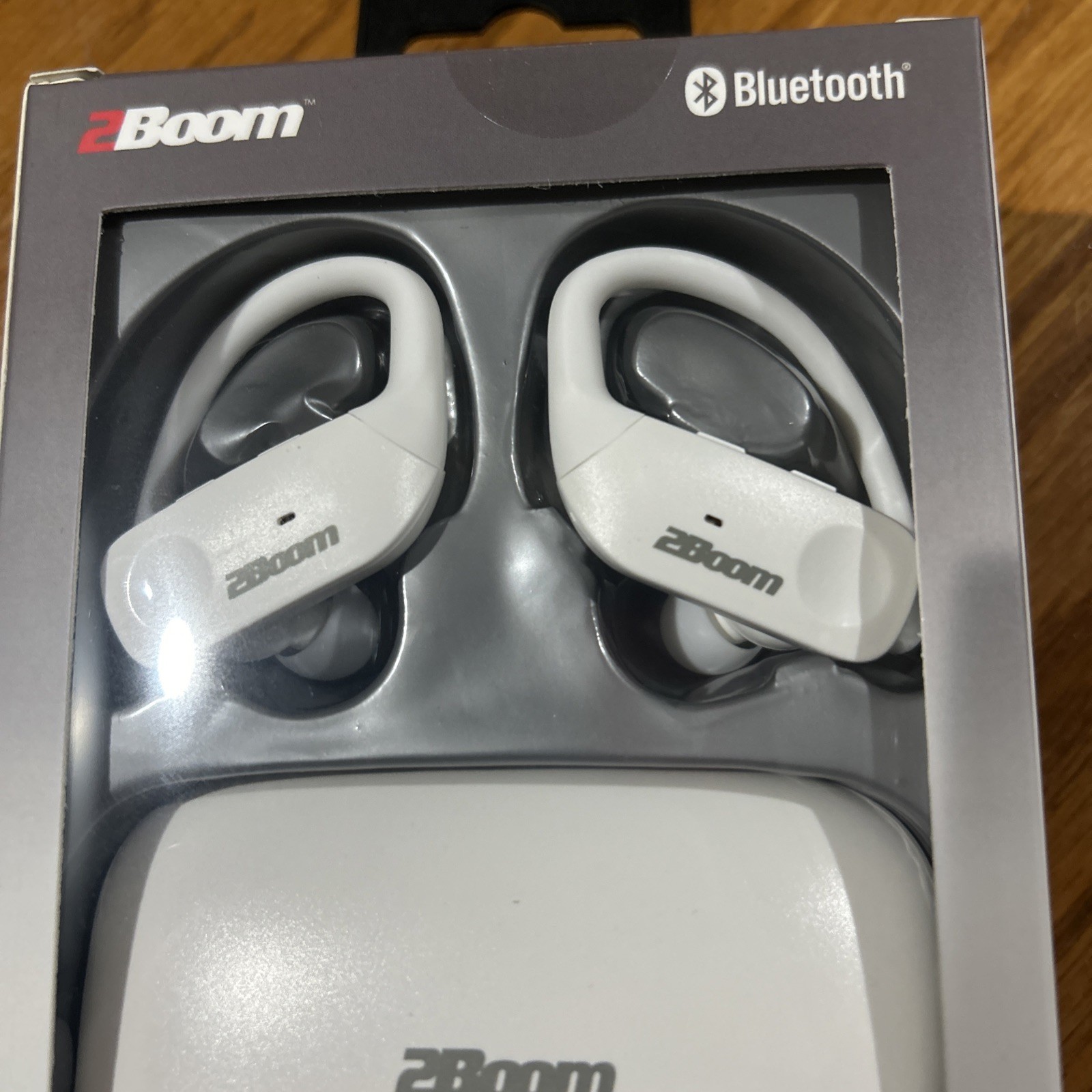 2Boom Edge Air Google Wireless Bluetooth Earphones | White Mic + Charging Case