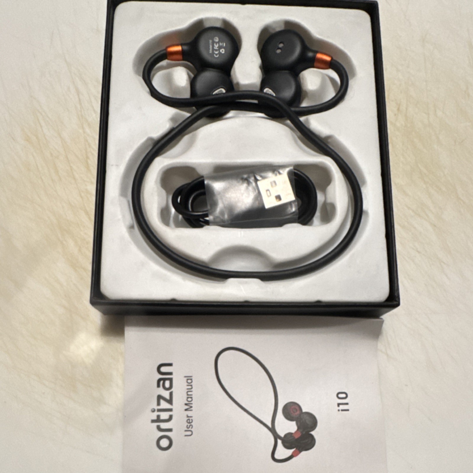 Ortizan i10 Wireless Ear-hook Headphones Air Conduction Black Orange Double