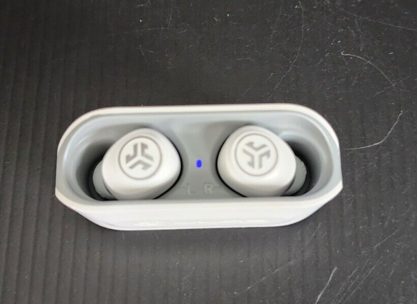 JLab Audio Go Air True Wireless Bluetooth Earbuds + Charging Case – White/Gray