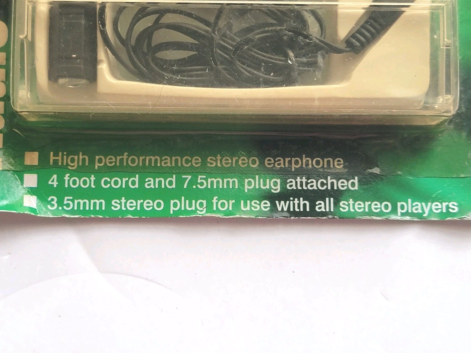 Vintage Style Stereo Earphones 3.5mm Jack 1/4″ Adapter 4ft Cord New Sealed NOS