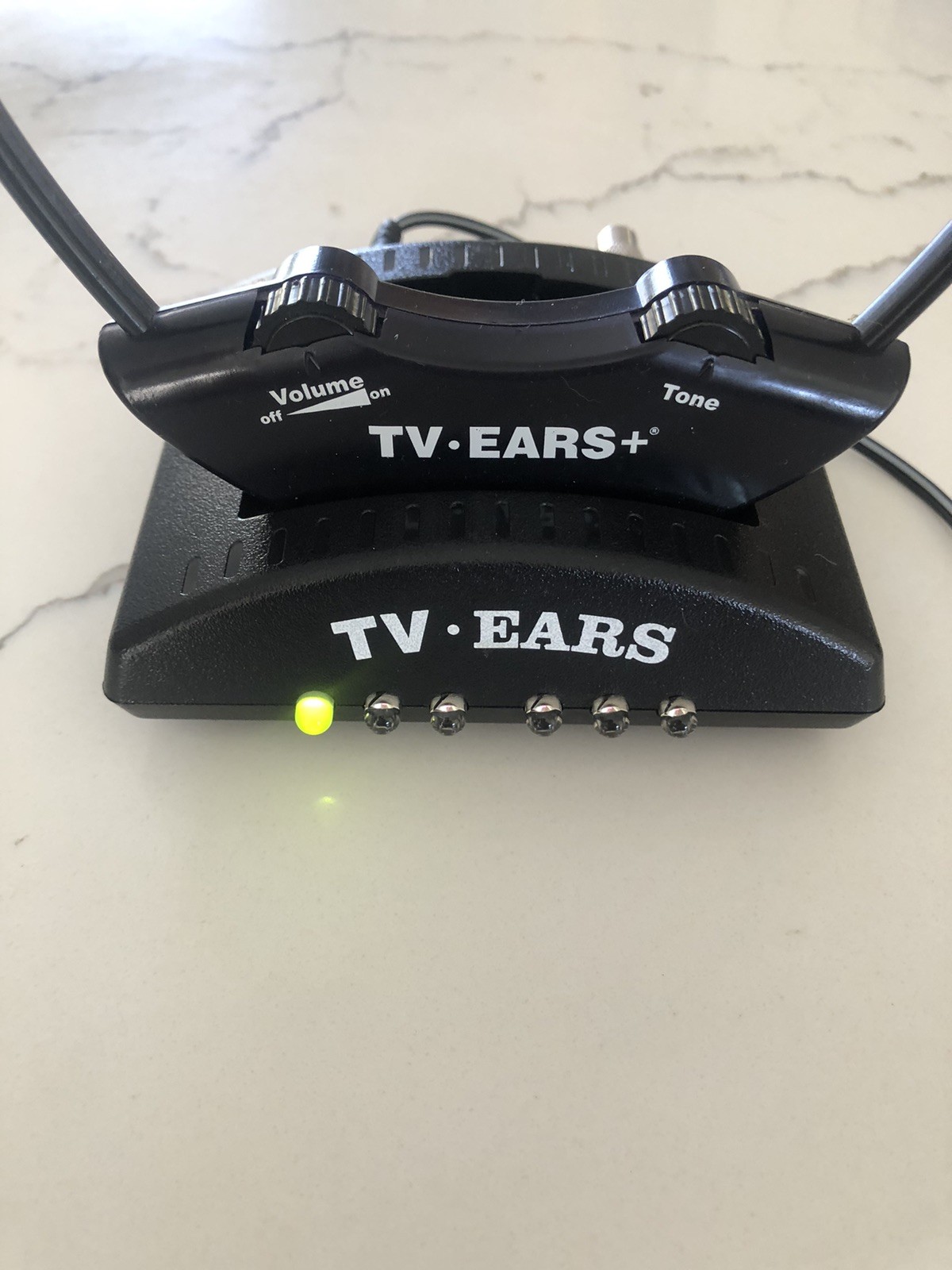 2 Sets Of TV Ears+ Sound Booster Headphones 95 KHz 2 Charging Bases-Cord-Plugs