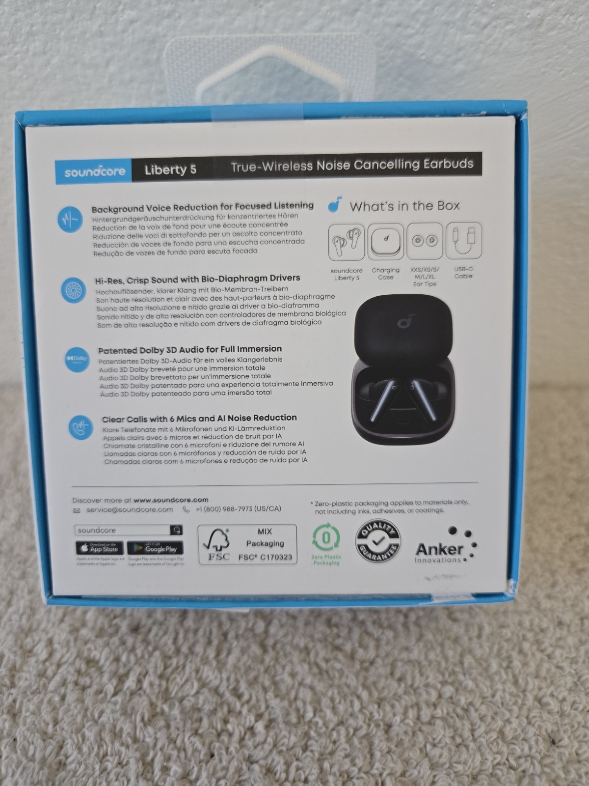 Anker Soundcore Liberty 5 Noise Cancelling Bluetooth Earbuds Black Open Box