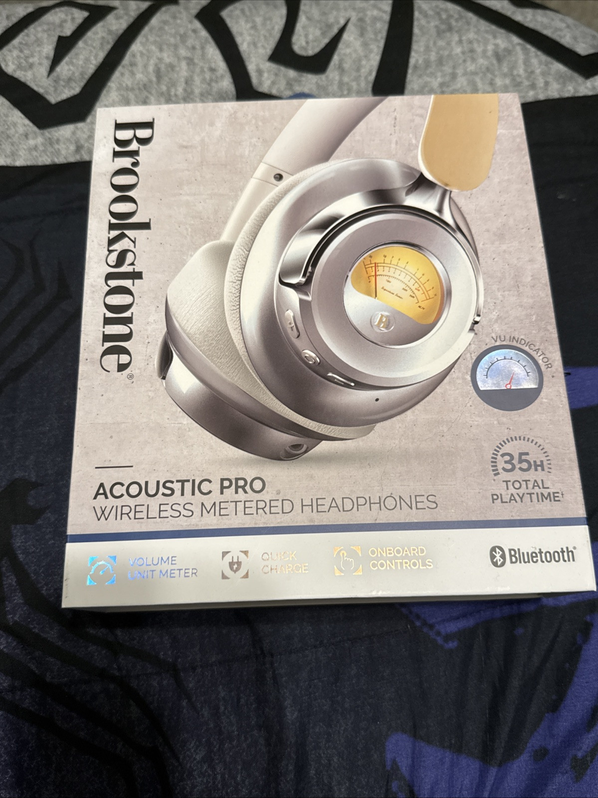 Brookstone Headphones: Acoustic Pro Wireless Volt Metered 35 Hours Bluetooth NEW