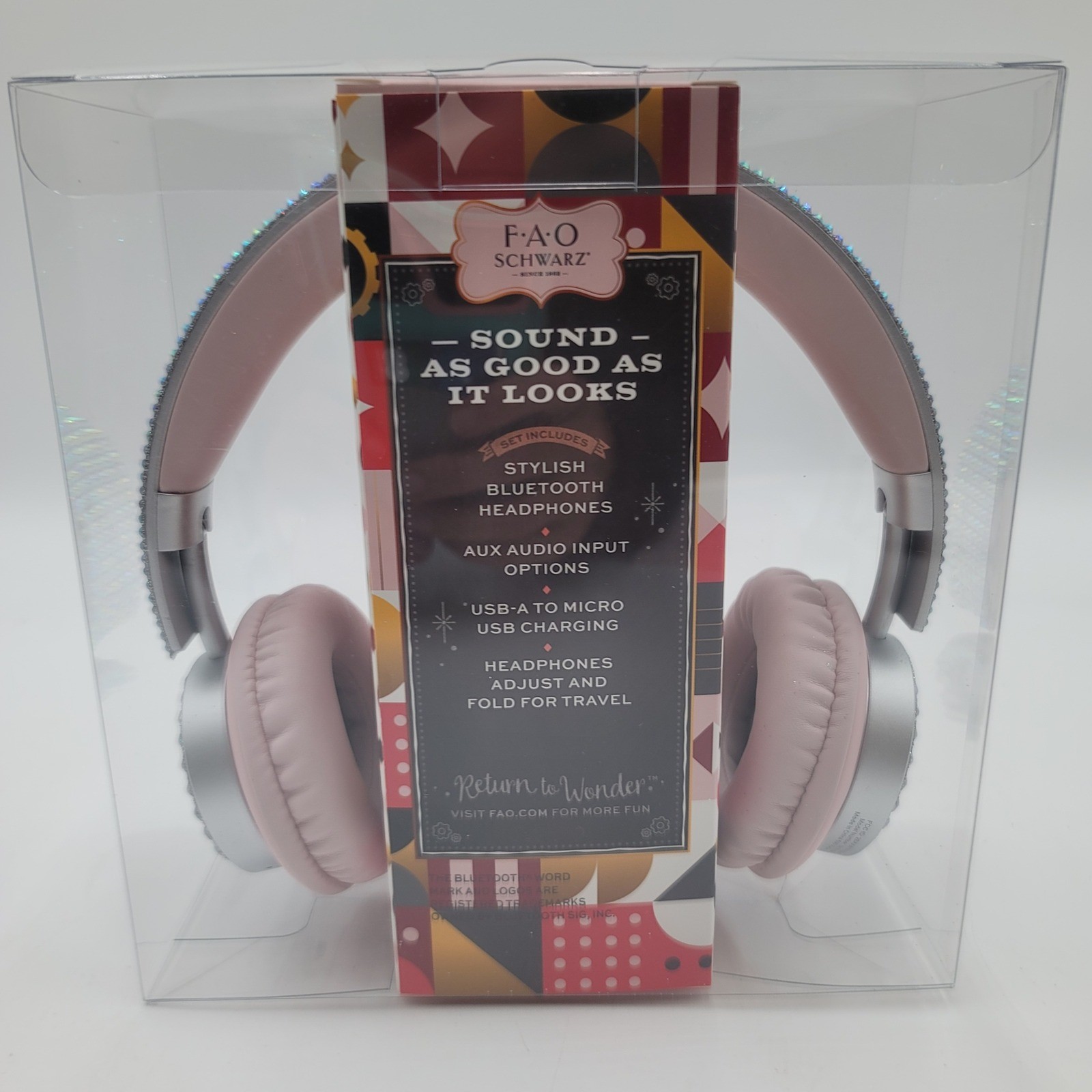 FAO Schwarz Bling Tunes Kids Bluetooth Headphones Pink Rhinestone Girls