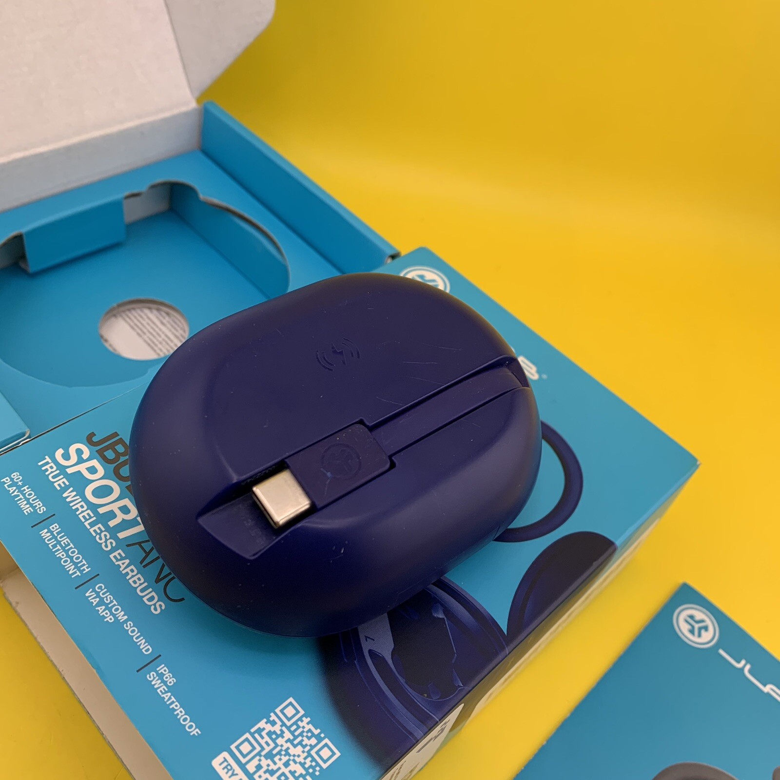 JLab JBuds Sport ANC 4 Bluetooth Earbuds, Sporthook, Fitness & Gym – Cobalt NIB
