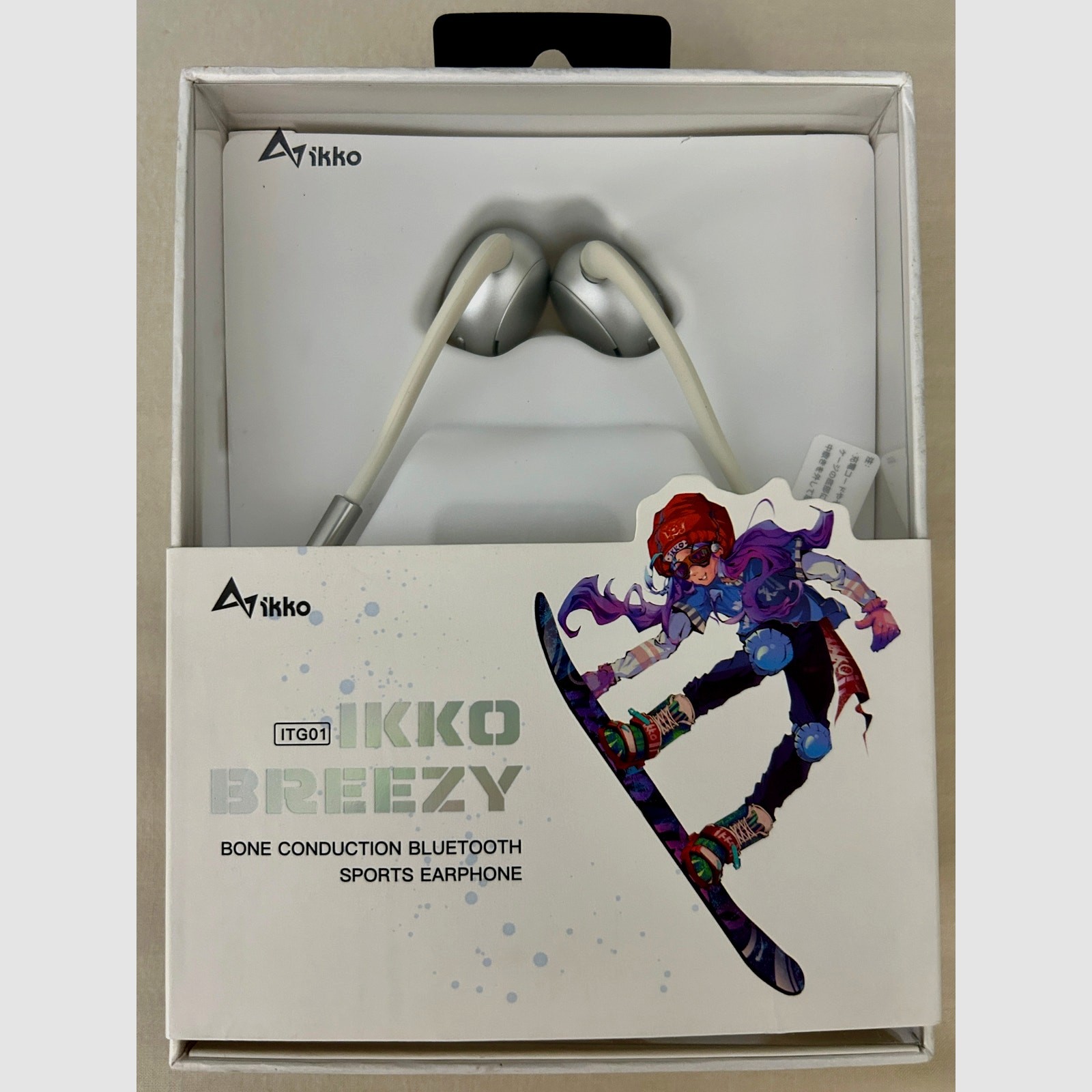 RARE Ikko Breezy ITG01 Bone Conduction Bluetooth Wireless Headphones White IPX6