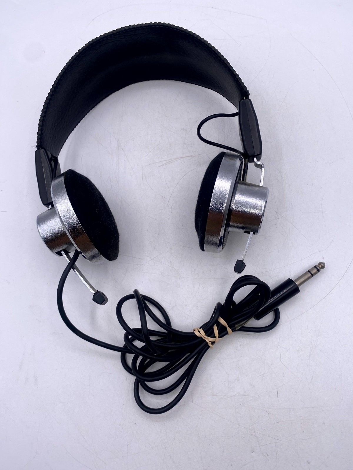 Vintage Zenith On-Ear Stereo Headphones Black & Silver Wired Adjustable Headband