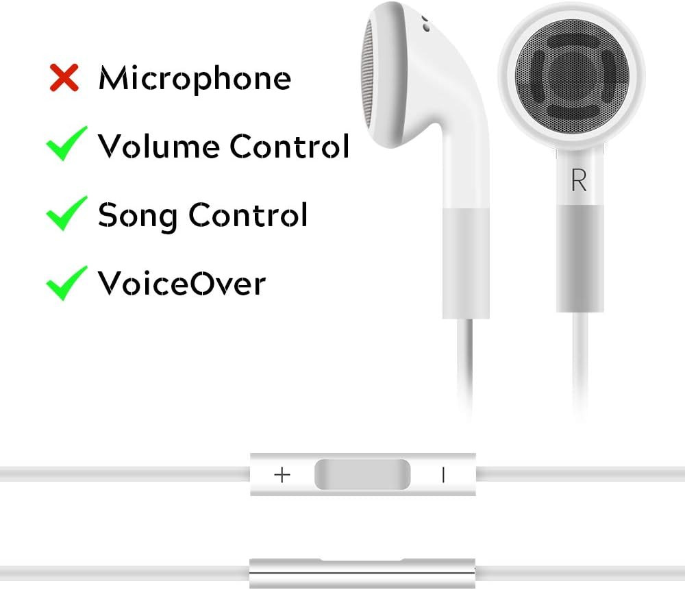 3.5Mm Earphone Earbuds Headphones with Remote for Shuffle 2 3 4 5 6, Touch 2G 3G