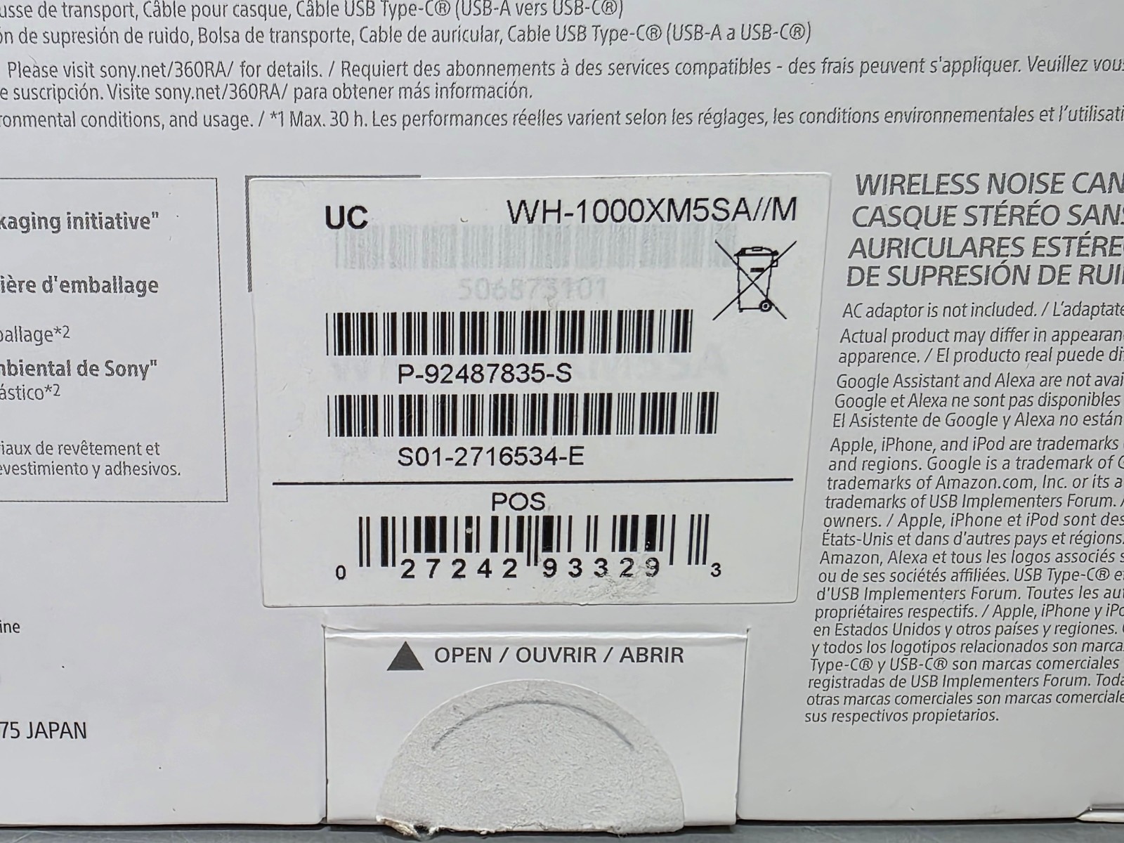 Sony WH-1000XM5 SA Wireless Active Noise-Cancellation Bluetooth Headphones
