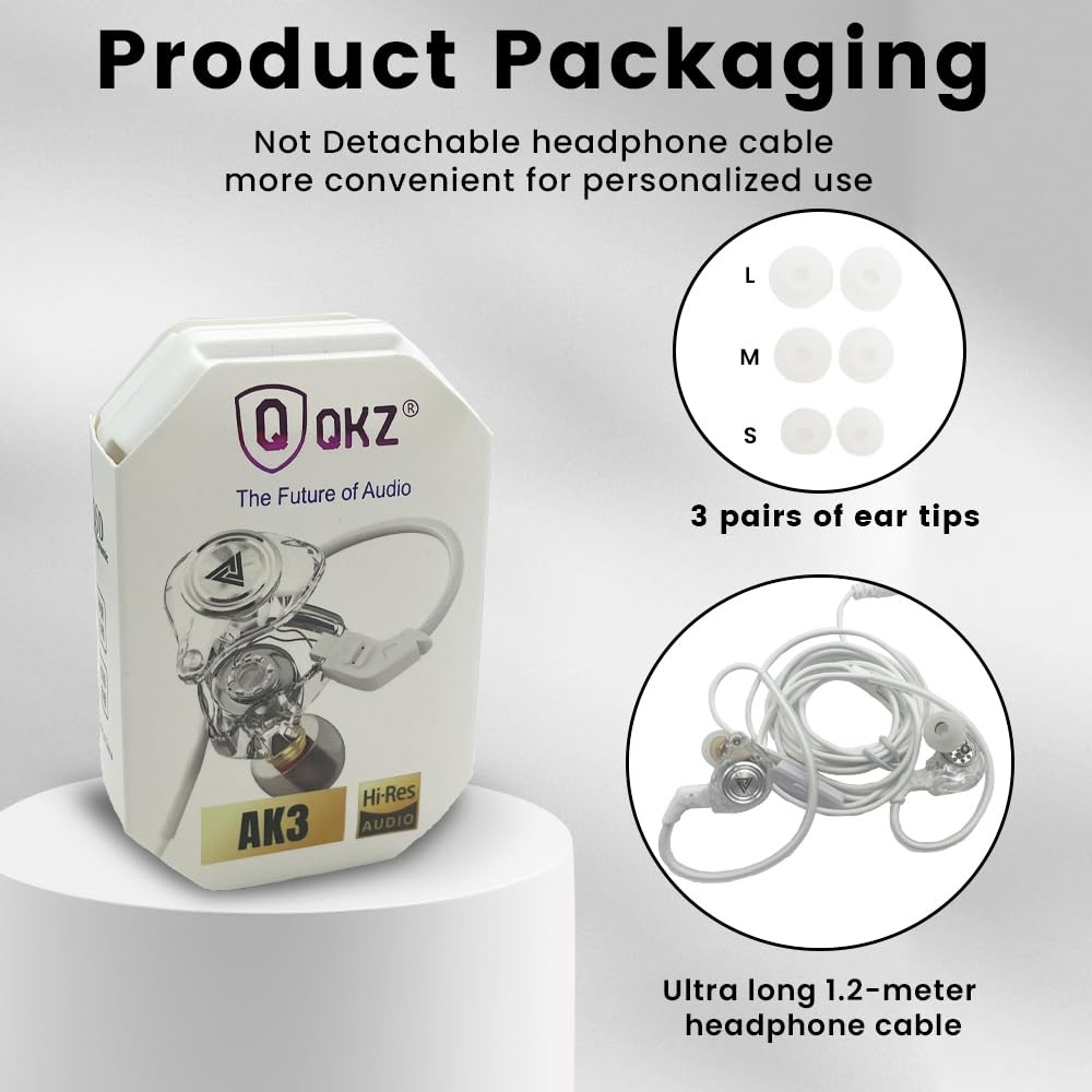 Yeabomy Wired Gaming Earbuds, Ak3file in Ear Monitors, Deep Bass Sound White