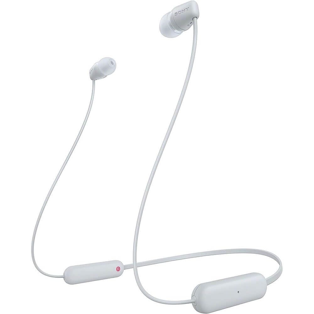 Sony WI-C100 Wireless Headphones with Customizable Equalizer for Deep Bass WHITE