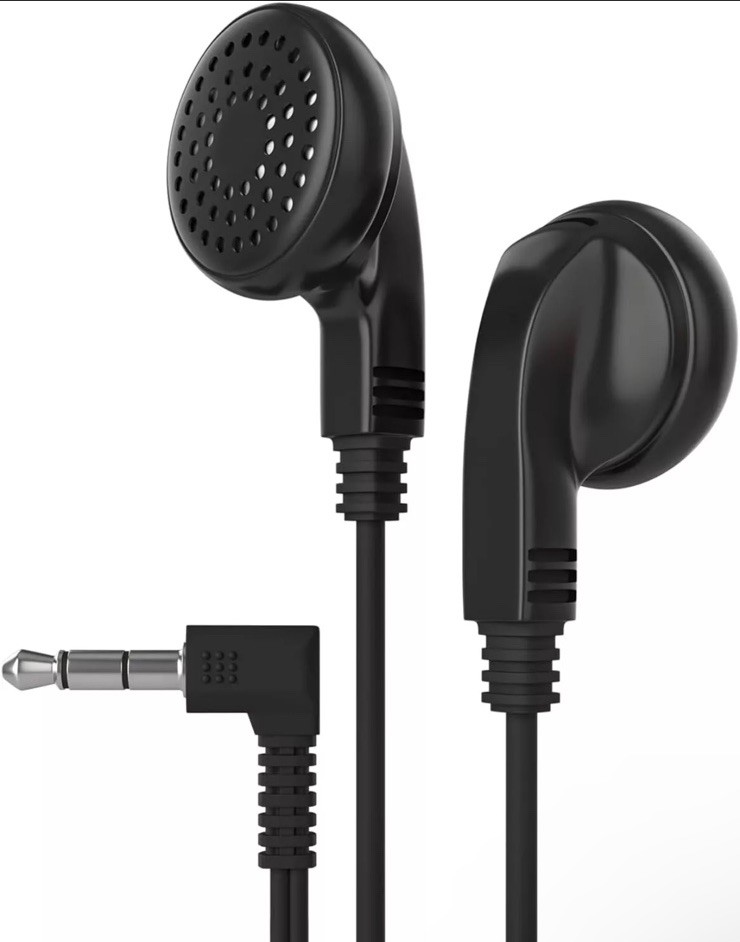 Lot of 100 Black Earphones 3.5 mm Jack 4ft Cord- Bulk Wholesale Headphone Lot