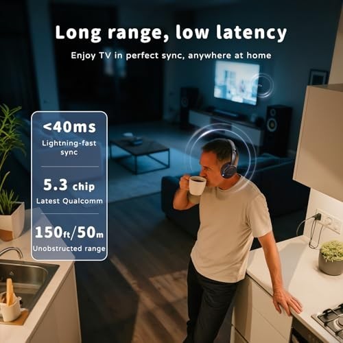 Tianfucen Wireless Headphones for TV, BKM400 TV Headphones Wireless for Seniors,