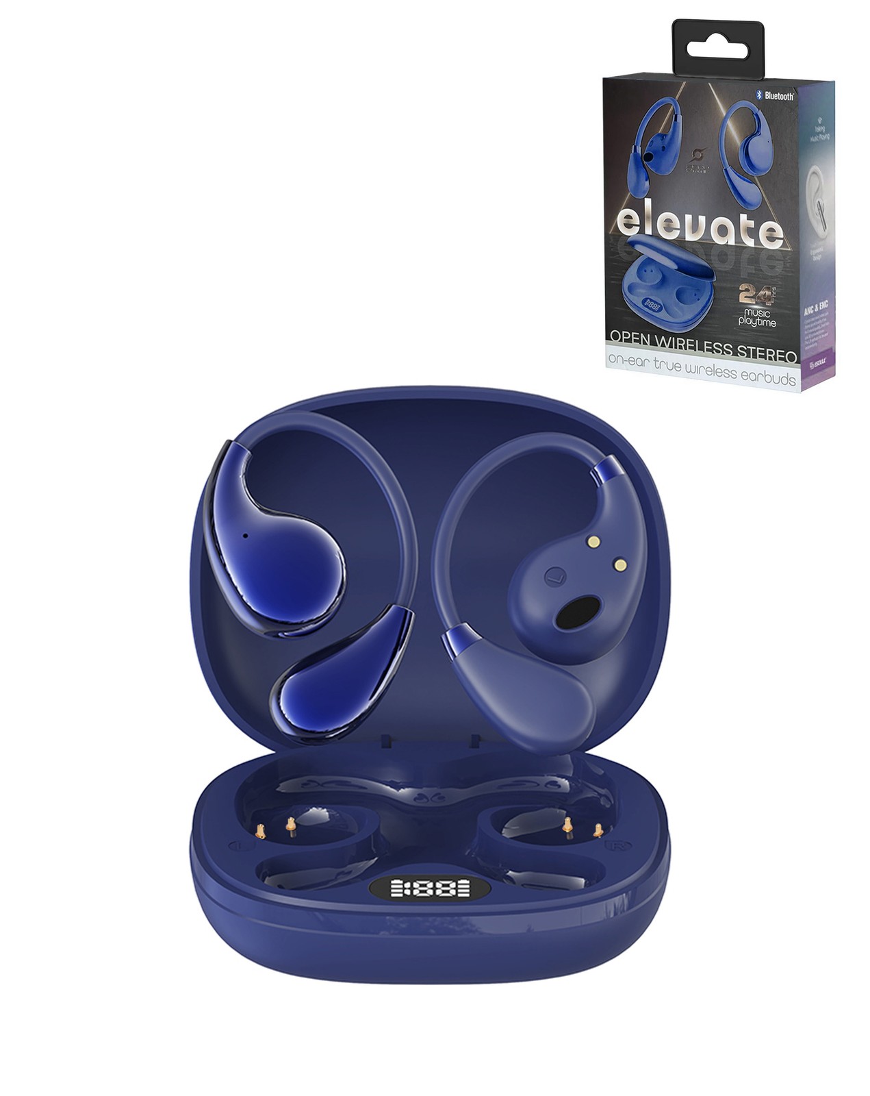 ELEVATE Open Wireless Stereo Earbuds – NAVY BLUE