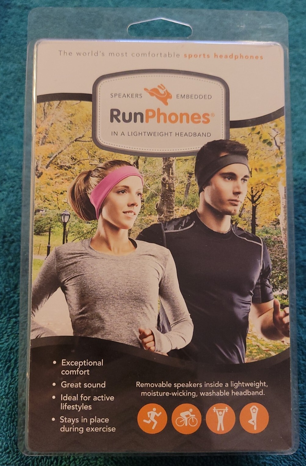RunPhones Unisex Sports Headband with Speakers Embedded Lightweight Green NEW