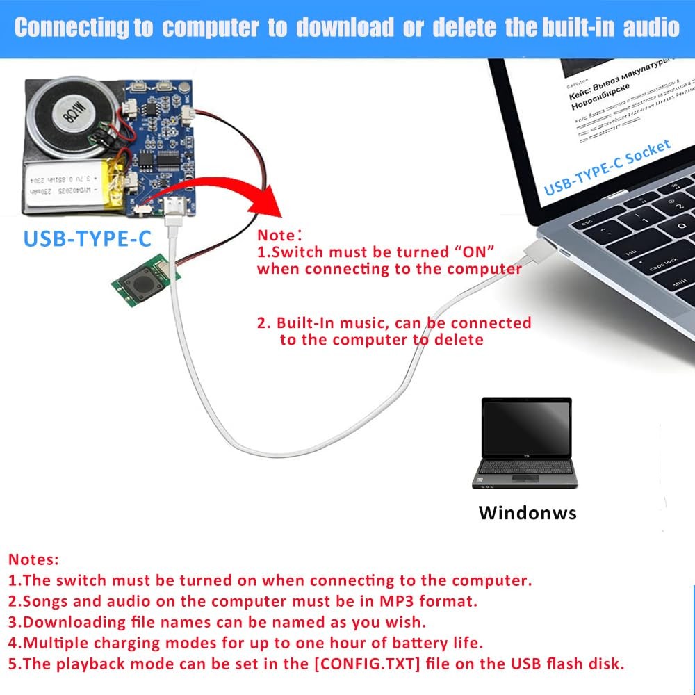 Module – 16MB Push Button Activated Sound Module with Speaker, Type-C Cable, …