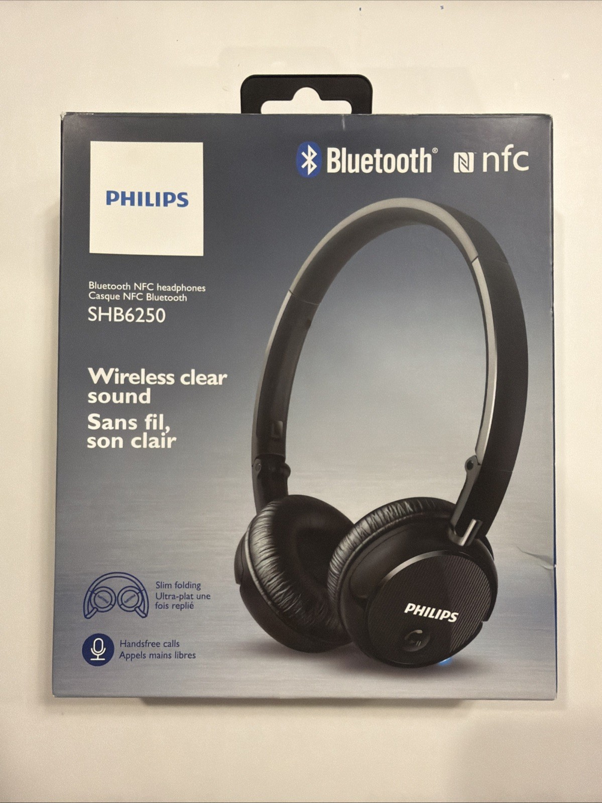 Philips SHB6250/27 Wireless Bluetooth Headphones, Black – New Open Box
