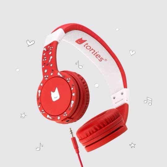 Tonies Foldable Wired Headphones for Kids – Comfortably Designed to fit Red