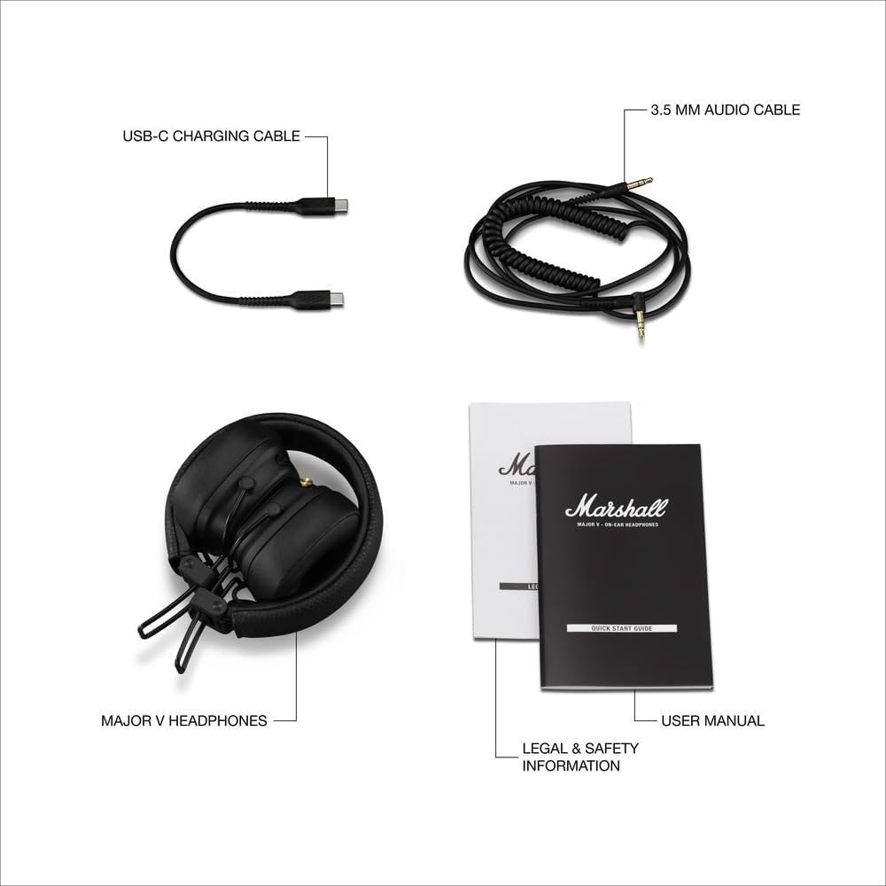 Marshall Major V Bluetooth Wireless Headphones Black / Brown Free Shipping